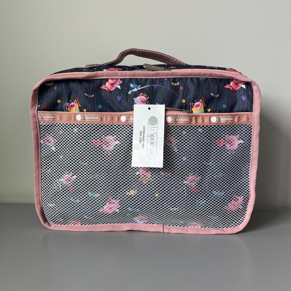 Lesportsac Piggy Cupid Small Organizer in Dark Gray NWT